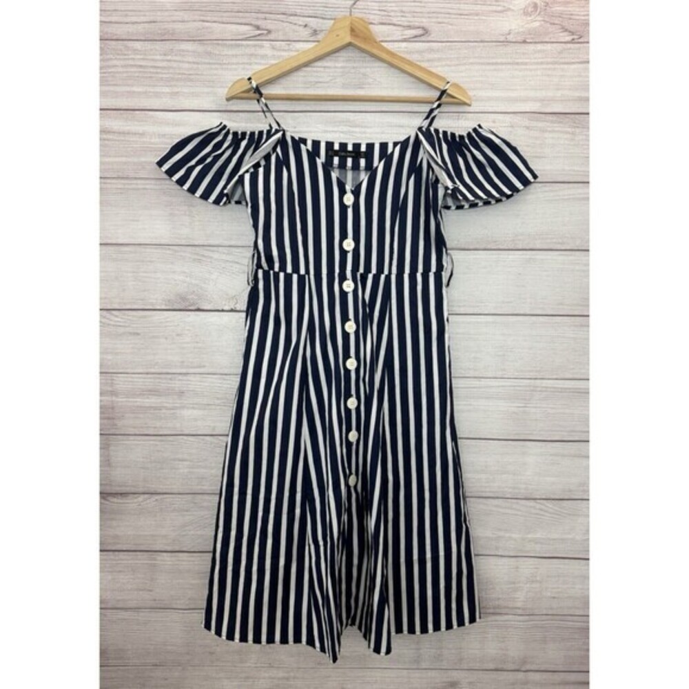 ZARA NAVY BLUE WHITE STRIPED NAUTICAL JUMPSUIT MIDI DRESS STRIPE S SMALL 8 4 36